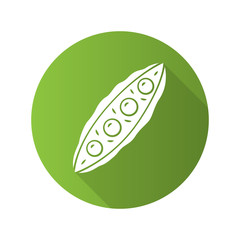 Pea pod flat design long shadow glyph icon