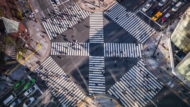 4K,Time lapse traffic and crowd people at ginza district intersection in Tokyo of Japan