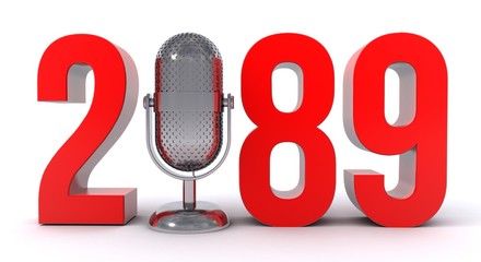 3d illustration of number 2089 with microphone