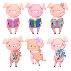 Cute birthday piglets © olga