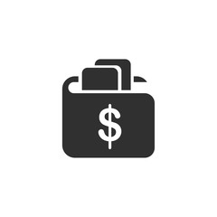 Wallet icon template black color editable. Cash savings symbol Flat vector sign isolated on white background. Simple logo vector illustration for graphic and web design.