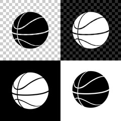 Basketball ball icon isolated on black, white and transparent background. Sport symbol. Vector Illustration