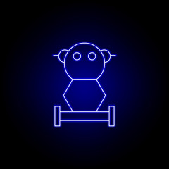 robot segway line icon in blue neon style. Signs and symbols can be used for web, logo, mobile app, UI, UX