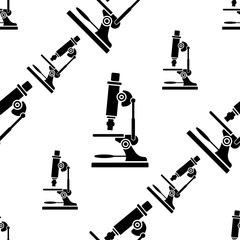 Microscope Icon Seamless Pattern, Laboratory Magnification Instrument