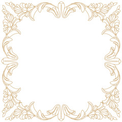 Golden vintage border frame engraving with retro ornament pattern in antique baroque style decorative design. Vector