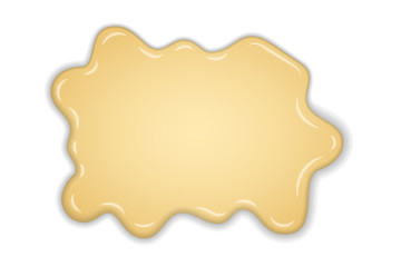 White creamy melt chocolate isolated white background. Hot vanilla milk chocolate dessert. Splash cream sweet liquid texture. Delicious sauce flow. 3D realistic design. Soft candy. Vector illustration