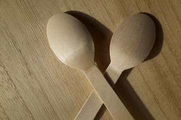 Wooden teaspoons, Still life background image.