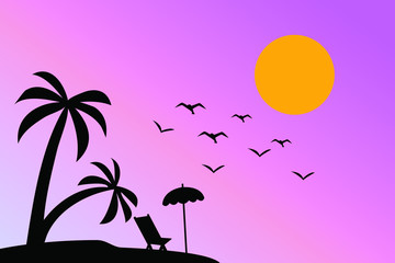Naklejka premium Tropical palm trees silhouette. Summer minimal background