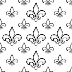Fleur De Lis Seamless Pattern, Fleur-De-Lys Or Flower-De-Luce, The Decorative Stylized Lily