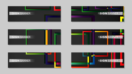 square banner vector collection. colorful brights gradient