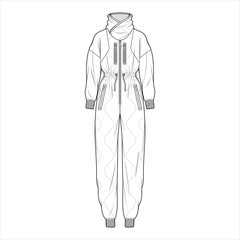 Jumpsuit fashion flat sketch template