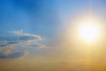 bright sun against blue sky