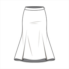 SKIRT fashion flat sketch template
