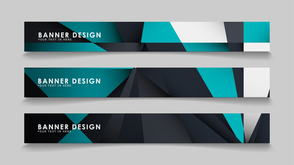 Fototapeta premium Abstract vector banners with geometric backgrounds gradient green black and white