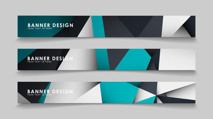 Fototapeta premium Abstract vector banners with geometric backgrounds gradient green black and white