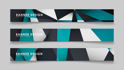 Obraz na płótnie Canvas Abstract vector banners with geometric backgrounds gradient green black and white