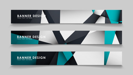 Fototapeta premium Abstract vector banners with geometric backgrounds gradient green black and white