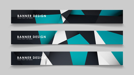 Fototapeta premium Abstract vector banners with geometric backgrounds gradient green black and white