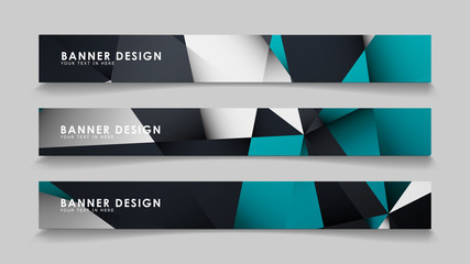Fototapeta premium Abstract vector banners with geometric backgrounds gradient green black and white