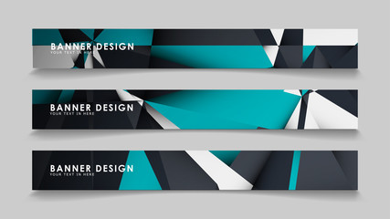 Fototapeta premium Abstract vector banners with geometric backgrounds gradient green black and white