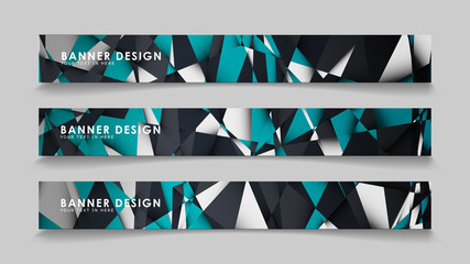 Abstract vector banners with geometric backgrounds gradient green black and white