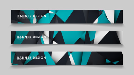 Fototapeta premium Abstract vector banners with geometric backgrounds gradient green black and white
