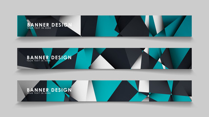 Fototapeta premium Abstract vector banners with geometric backgrounds gradient green black and white