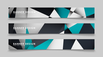 Fototapeta premium Abstract vector banners with geometric backgrounds gradient green black and white
