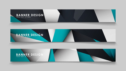 Fototapeta premium Abstract vector banners with geometric backgrounds gradient green black and white