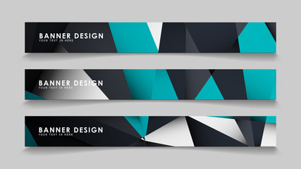 Abstract vector banners with geometric backgrounds gradient green black and white