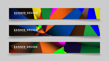 Abstract rectangular vector banners with colorful geometric gradient backgrounds