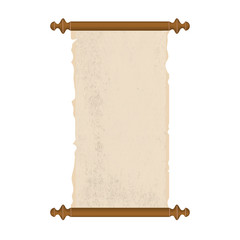 Papyrus scroll, old, with stains in grunge style, with torn edges - isolated on white background - vector.