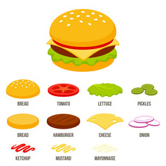 Cartoon isometric burger icon