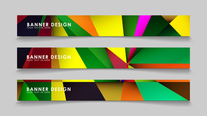 Abstract rectangular vector banners with colorful geometric gradient backgrounds