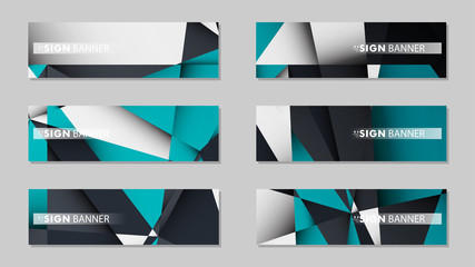 Abstract vector banners with geometric backgrounds gradient green black and white