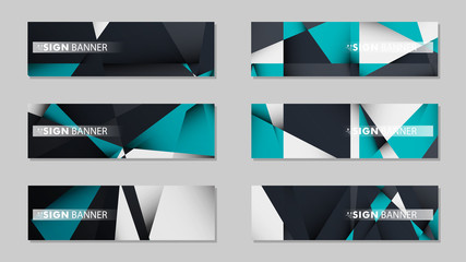 Fototapeta premium Abstract vector banners with geometric backgrounds gradient green black and white