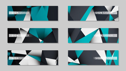 Abstract vector banners with geometric backgrounds gradient green black and white