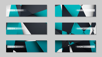 Fototapeta premium Abstract vector banners with geometric backgrounds gradient green black and white