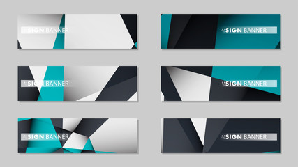 Fototapeta premium Abstract vector banners with geometric backgrounds gradient green black and white