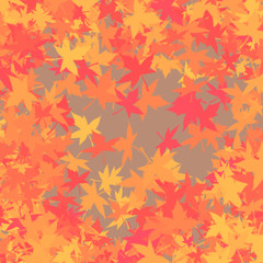 Naklejka na ściany i meble abstract autumn red orange coral background with leaves brown