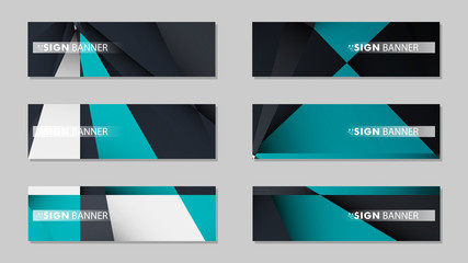 Fototapeta premium Abstract vector banners with geometric backgrounds gradient green black and white