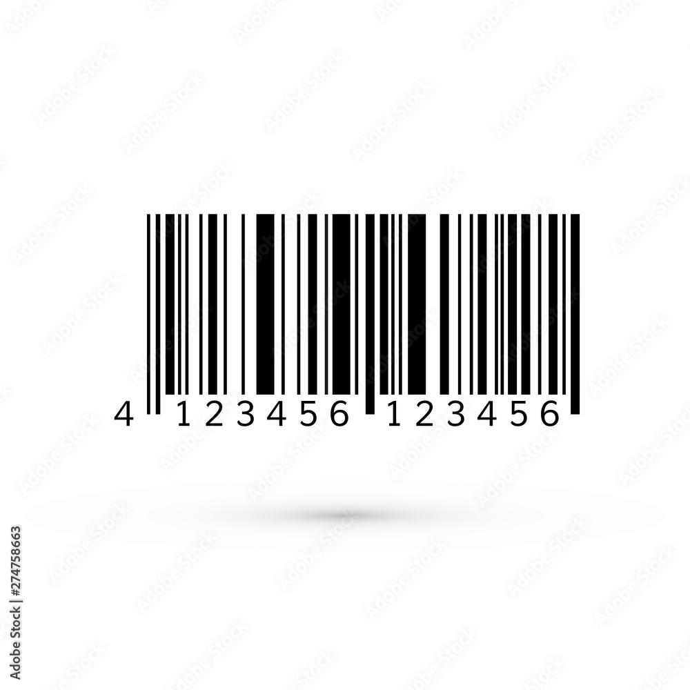 Poster unique realistic bar code. striped identification information about product. vector illustration iso