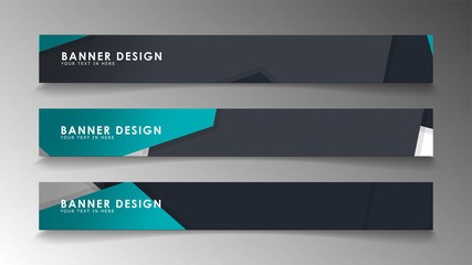 Set of banner templates with abstract background. Modern vector banners with polygonal background.