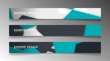 Fototapeta premium Set of banner templates with abstract background. Modern vector banners with polygonal background.