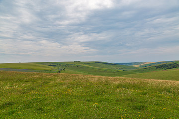 Fototapeta na wymiar Rolling green hills in the Sussex countryside