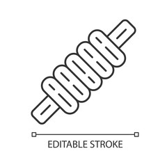 Cricket bail linear icon. Sport equipment. Top part of wicket. Horizontal crossbar on gate. Thin line illustration. Contour symbol. Vector isolated outline drawing. Editable stroke