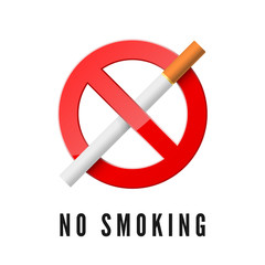 No Smoking. Red prohibition sign with cigarette. Realistic Forbidden Smoking Icon. Vector illustration isolated on white background