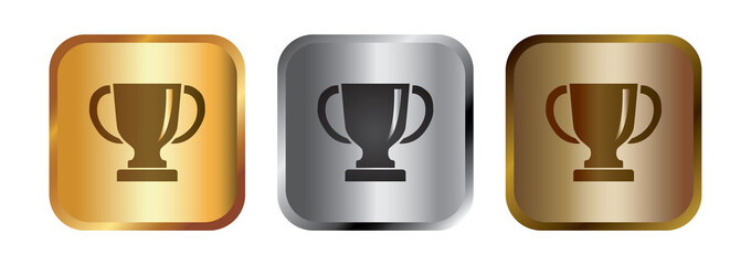 Placement cup icon set: gold, silver and bronze