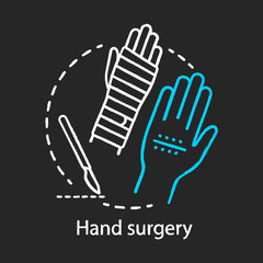 Hand surgery chalk icon