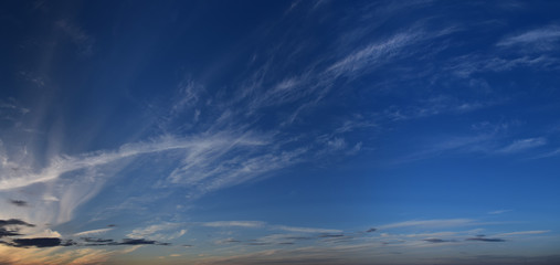 Clouds against the sky Different external forms of manifestation of the vapor state of water in the atmosphere at different times of the day.